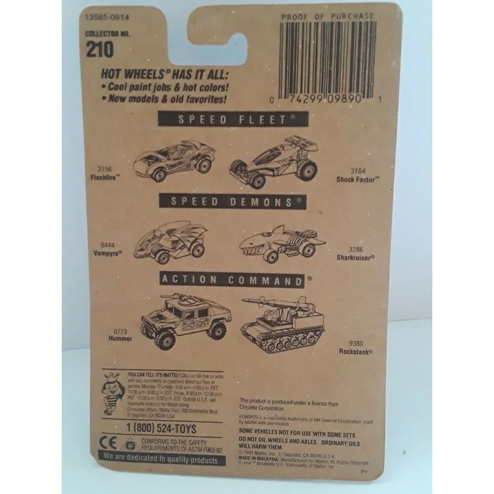 1991 Vintage Dodge Viper RT/10 Hot Weels Die Cast Metal Collector No. 210
